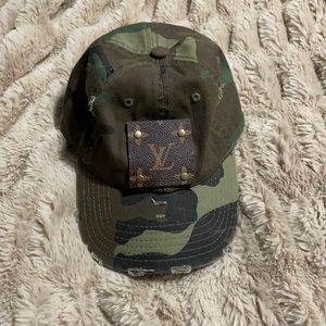 Upcycled  louis vuitton  camo print hat